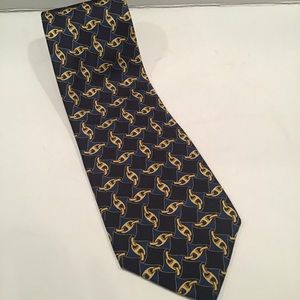 Fendi Blue‎ Silk Horsebit Print Tie